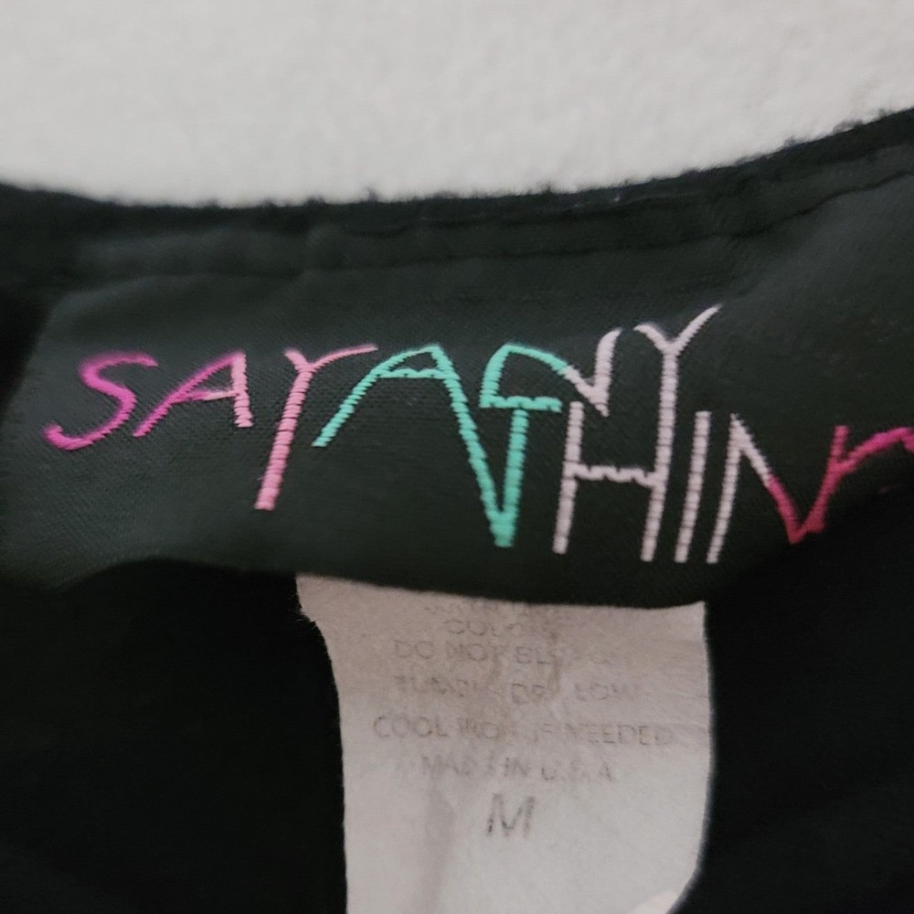 Vintage y2k sexy Say Anything lattice crisscross strap v neck top ruched black M - Picture 8 of 9